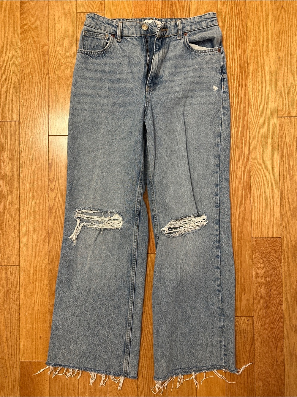 Zara straight/wide leg ripped jeans